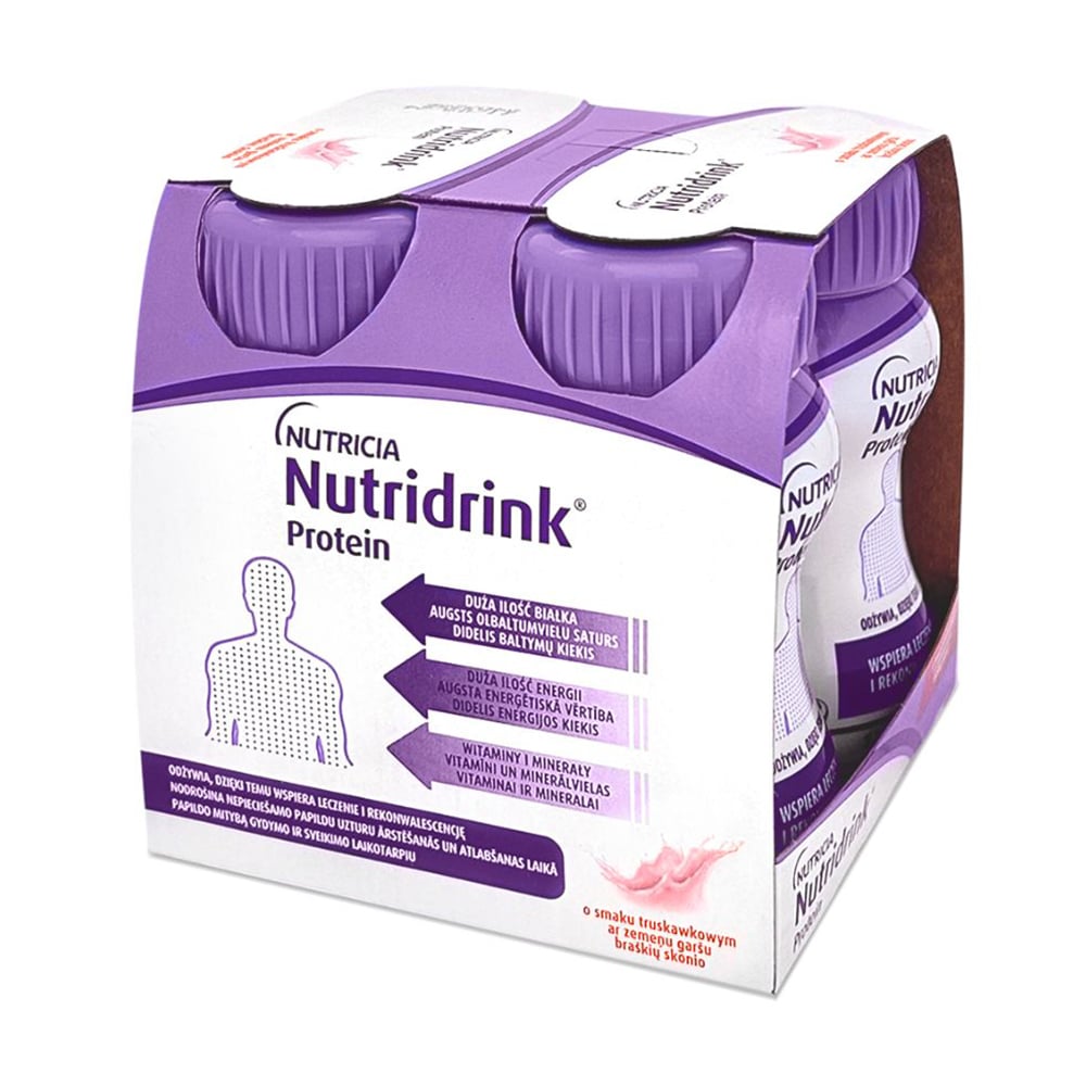 Уцінка! Спеціальне ентеральне харчування Nutricia Nutridrink Protein зі смаком полуниці, від 6 років, 4*125 мл